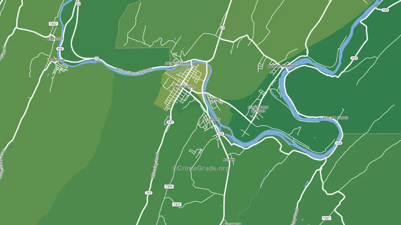 17066, PA Map of Vehicle Theft Rates