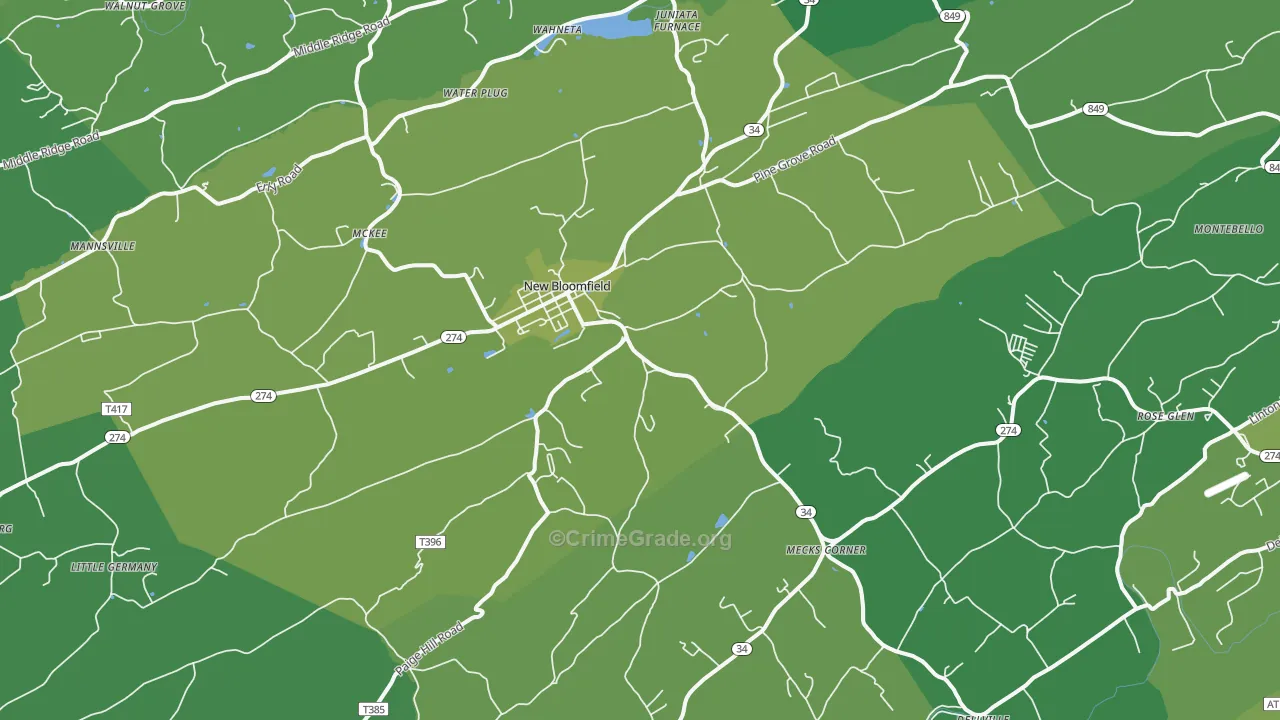 17068, PA Map of Vehicle Theft Rates