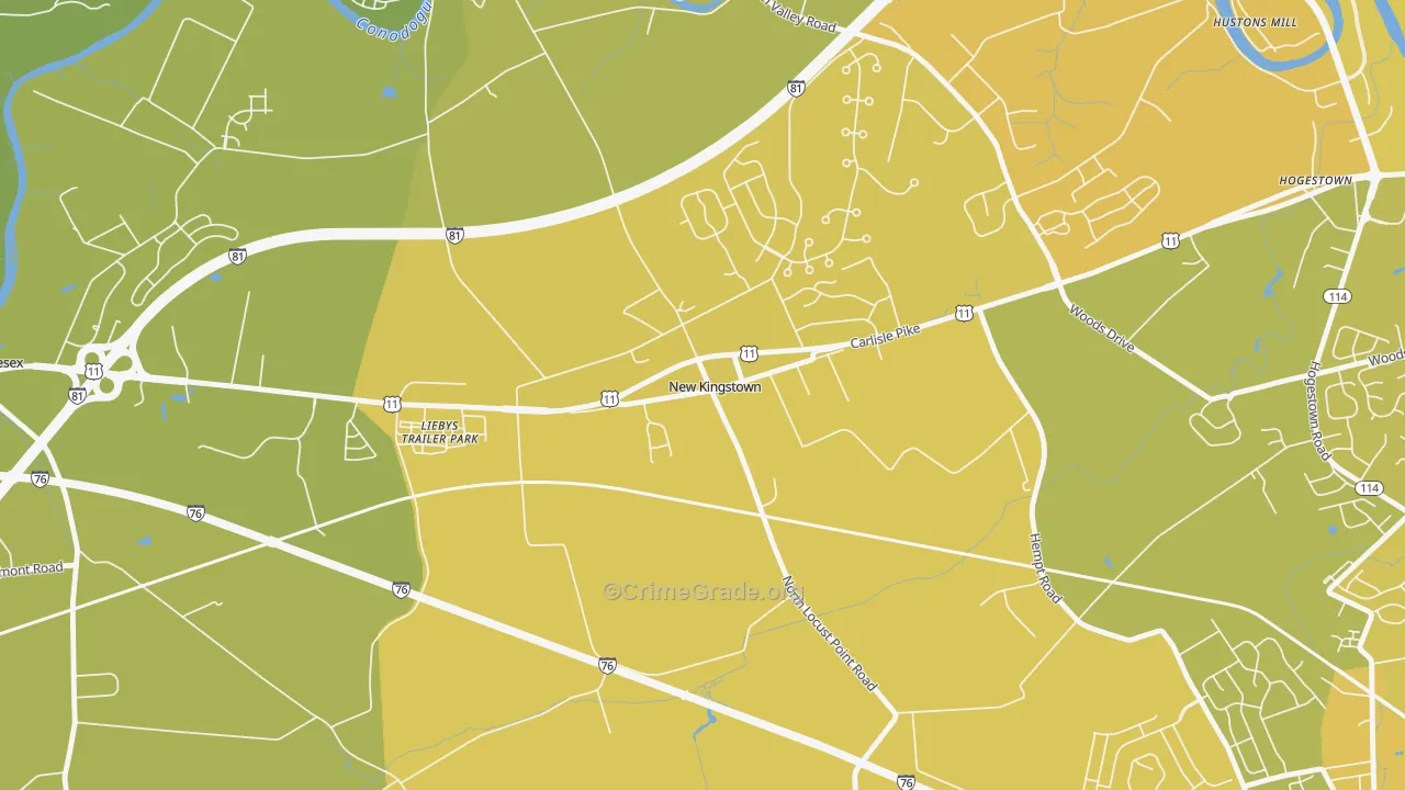 17072, PA Map of Vehicle Theft Rates