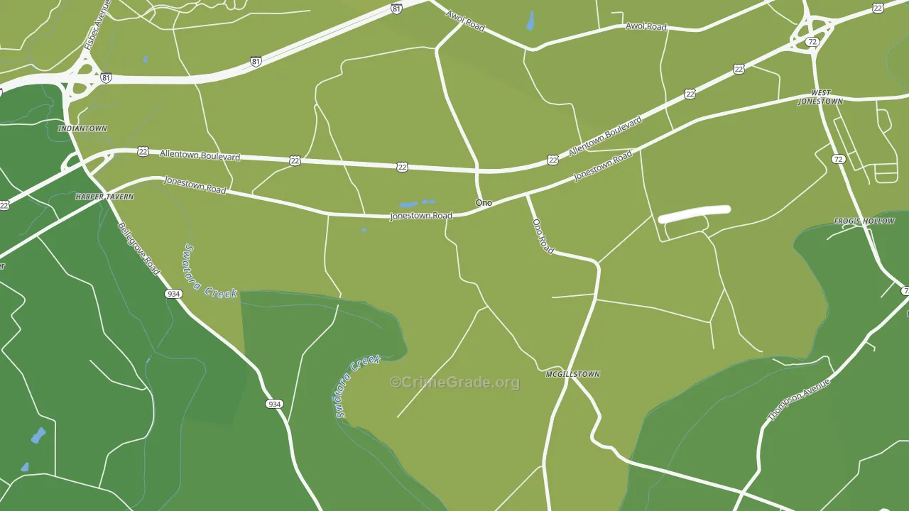 17077, PA Map of Vehicle Theft Rates