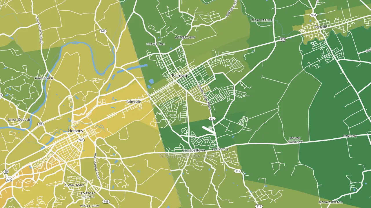 17078, PA Map of Vehicle Theft Rates