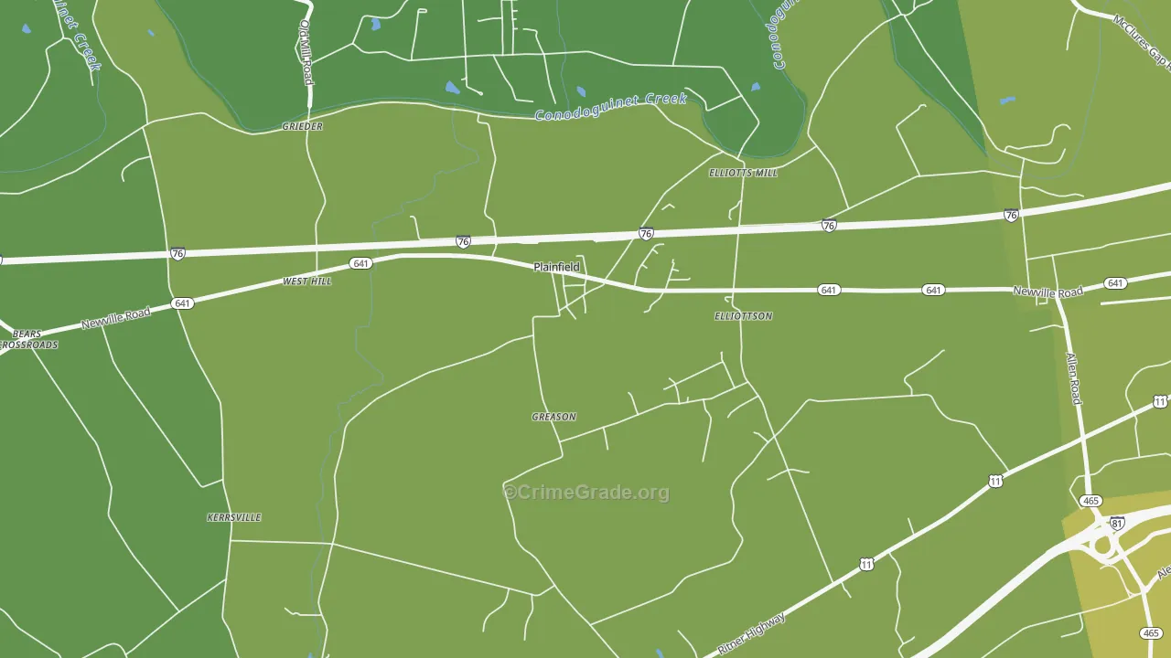 17081, PA Map of Vehicle Theft Rates