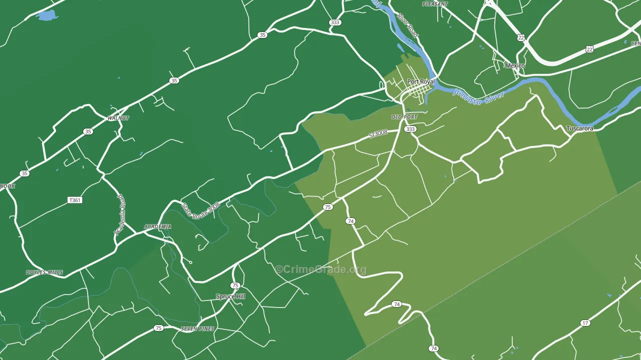 17082, PA Map of Vehicle Theft Rates