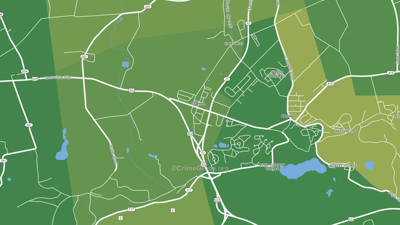17083, PA Map of Vehicle Theft Rates