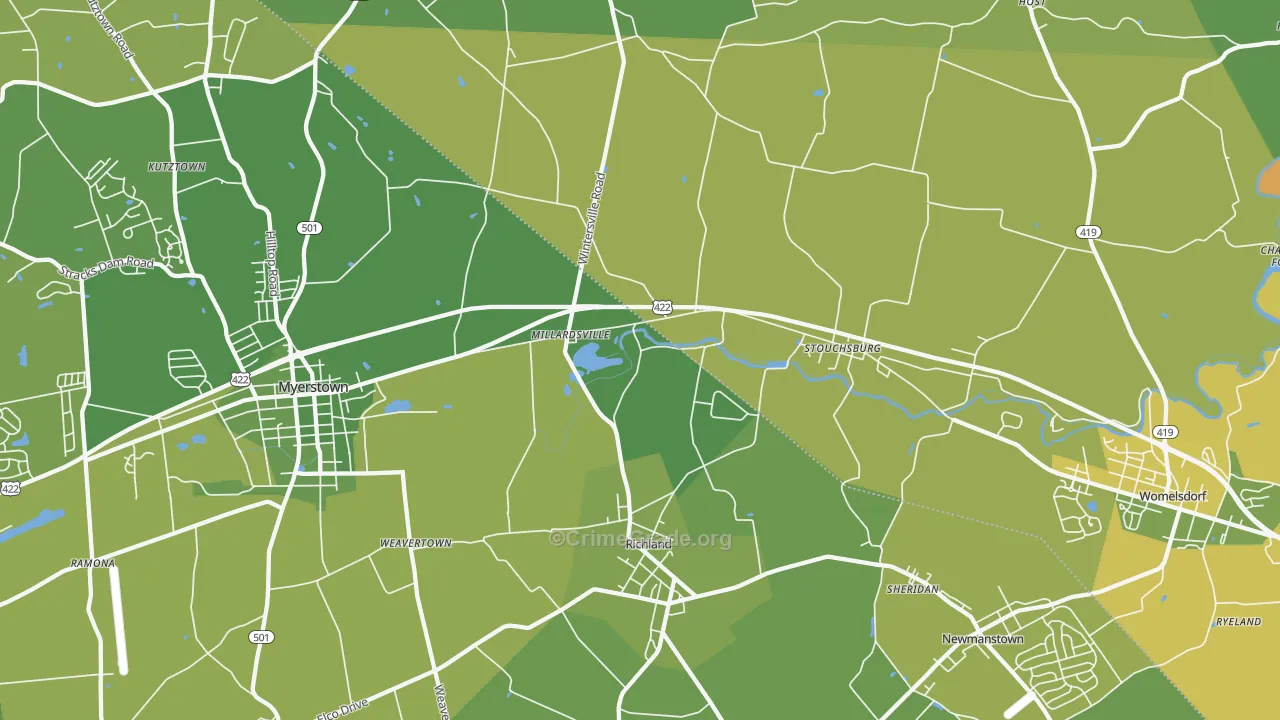 17087, PA Map of Vehicle Theft Rates