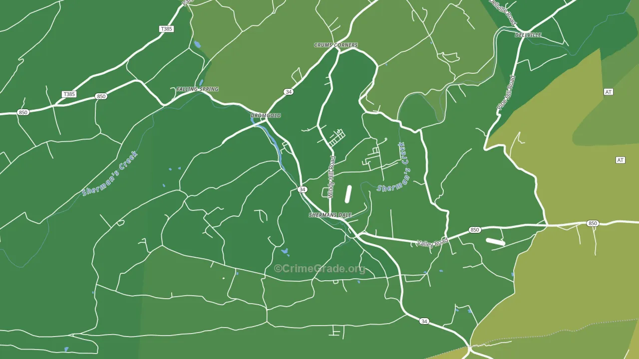 17090, PA Map of Vehicle Theft Rates