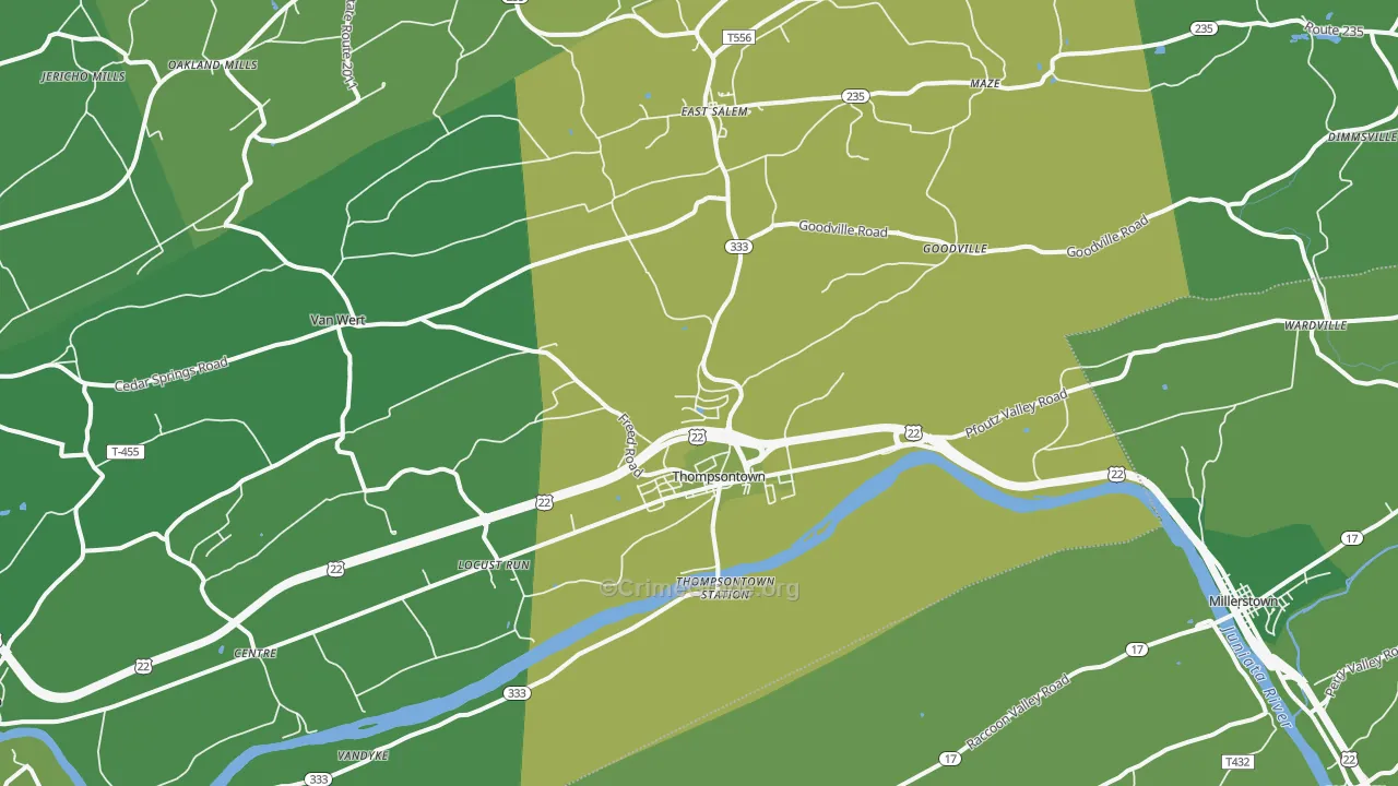 17094, PA Map of Vehicle Theft Rates