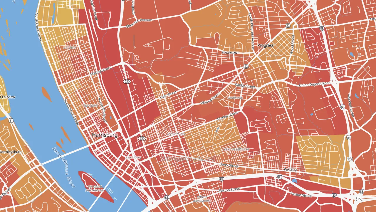 17103, PA Map of Vehicle Theft Rates