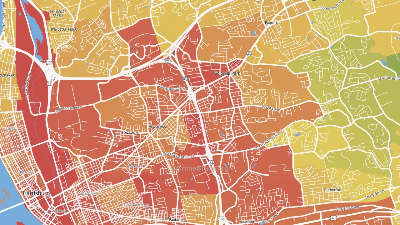 17109, PA Map of Vehicle Theft Rates