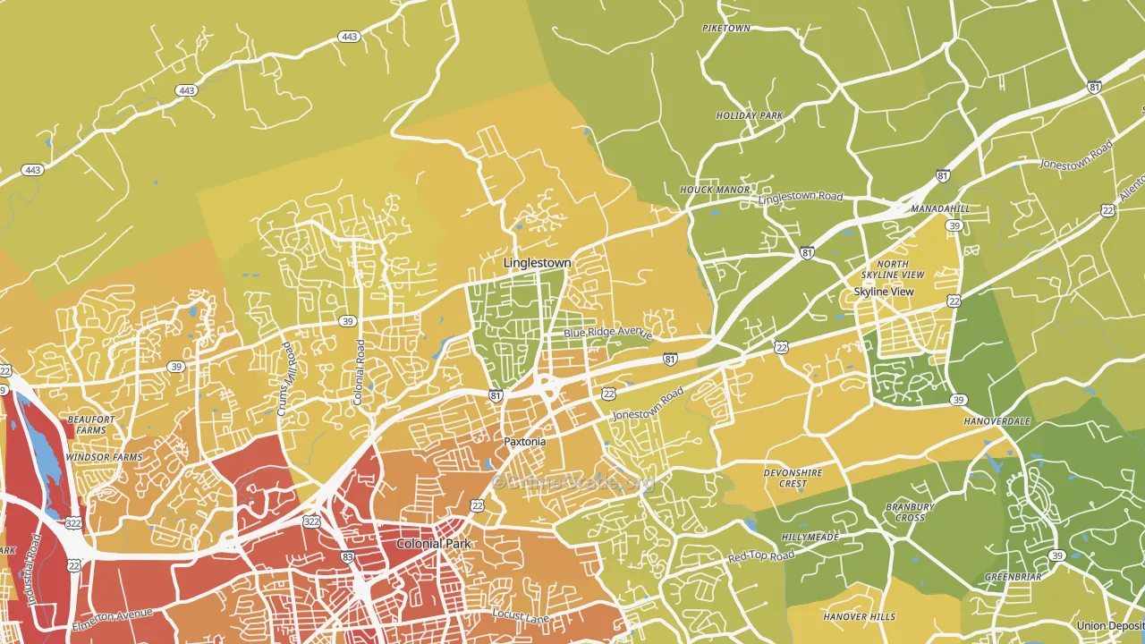17112, PA Map of Vehicle Theft Rates
