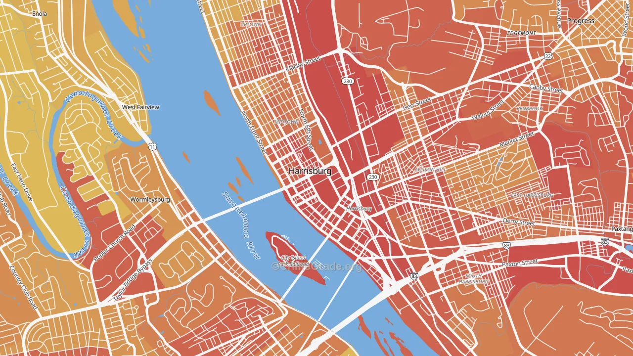 17120, PA Map of Vehicle Theft Rates