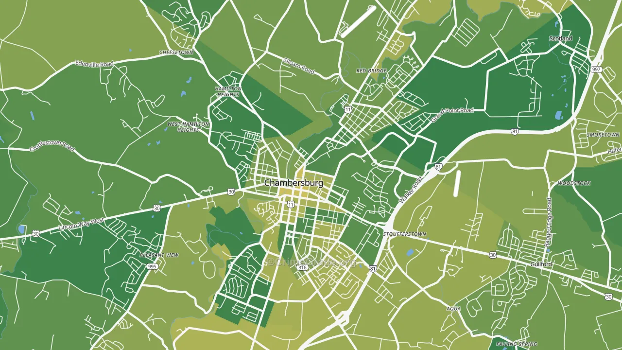 17201, PA Map of Vehicle Theft Rates