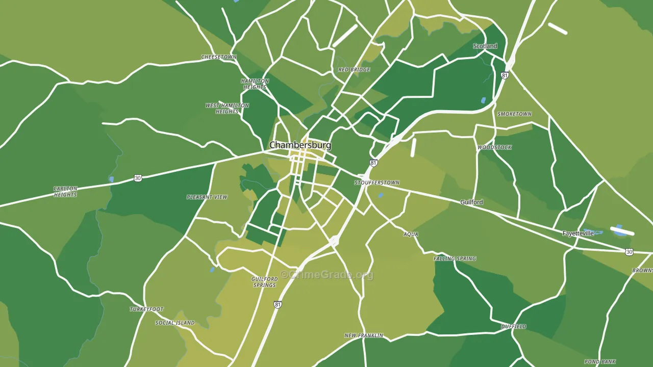 17202, PA Map of Vehicle Theft Rates