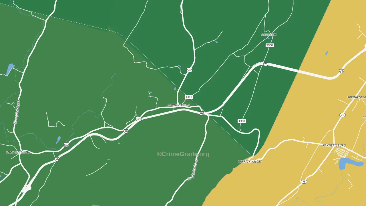 17215, PA Map of Vehicle Theft Rates