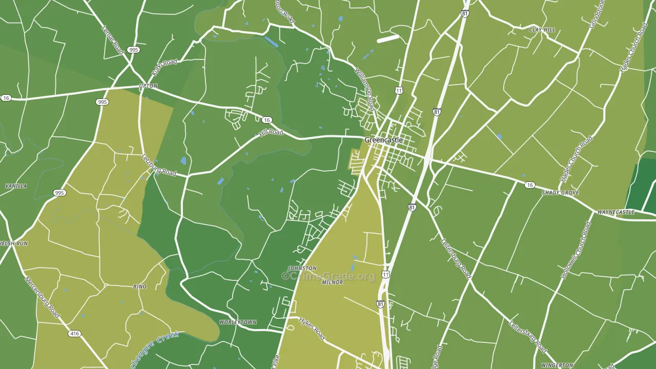 17225, PA Map of Vehicle Theft Rates