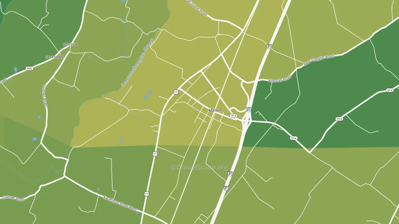 17235, PA Map of Vehicle Theft Rates