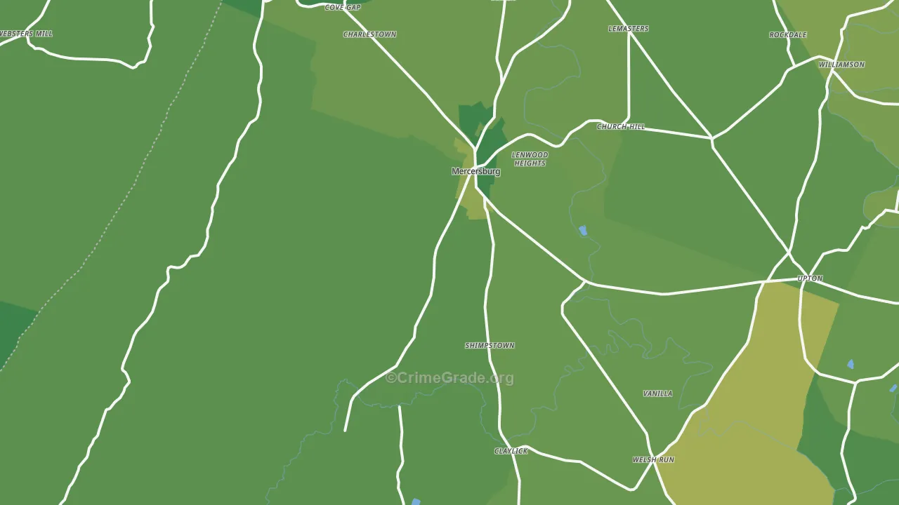 17236, PA Map of Vehicle Theft Rates