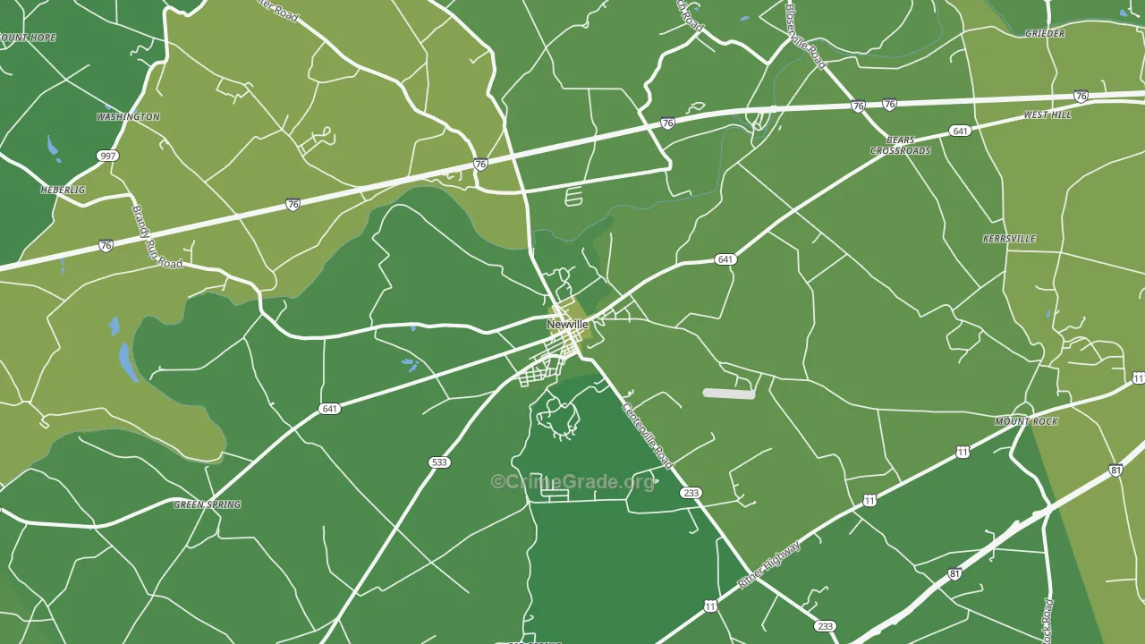17241, PA Map of Vehicle Theft Rates