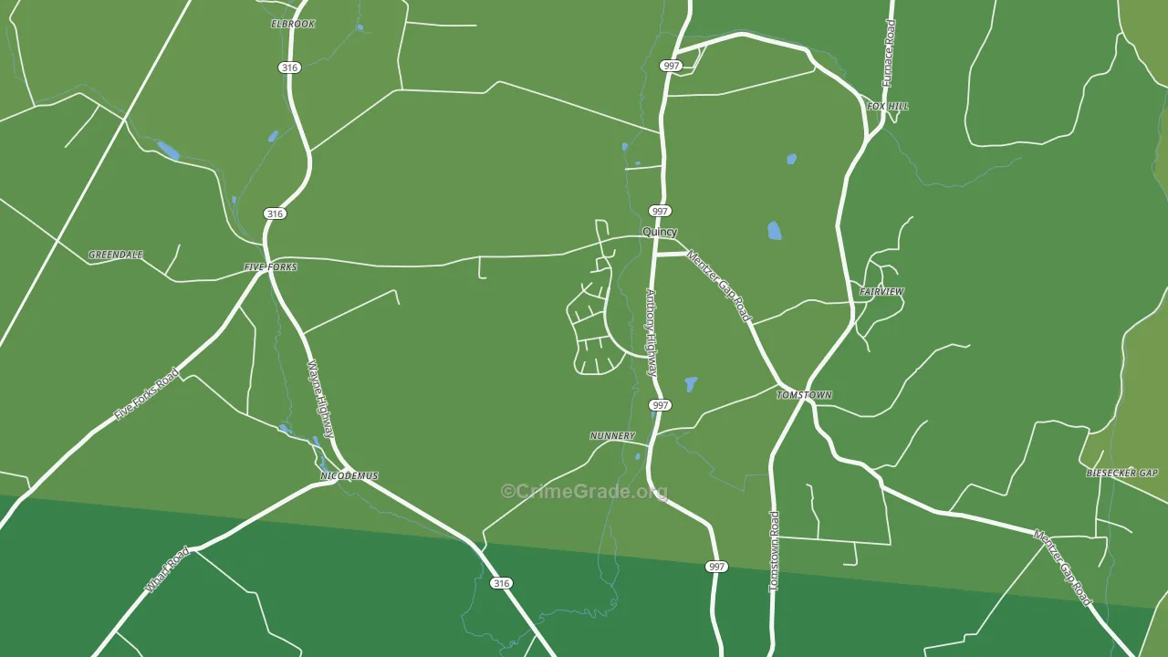 17247, PA Map of Vehicle Theft Rates