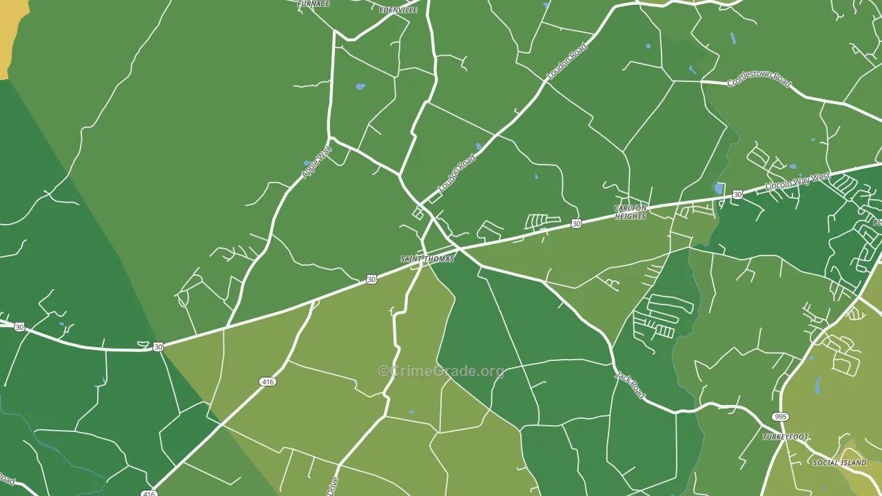 17252, PA Map of Vehicle Theft Rates