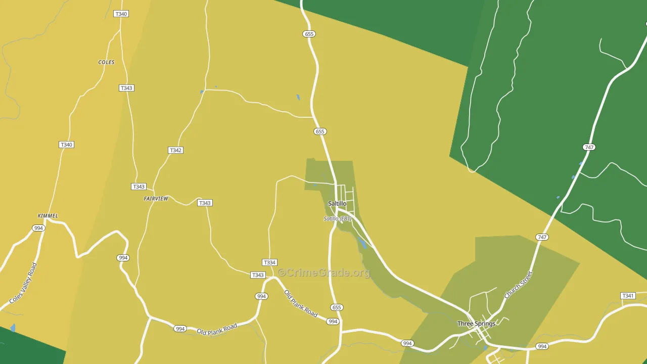 17253, PA Map of Vehicle Theft Rates