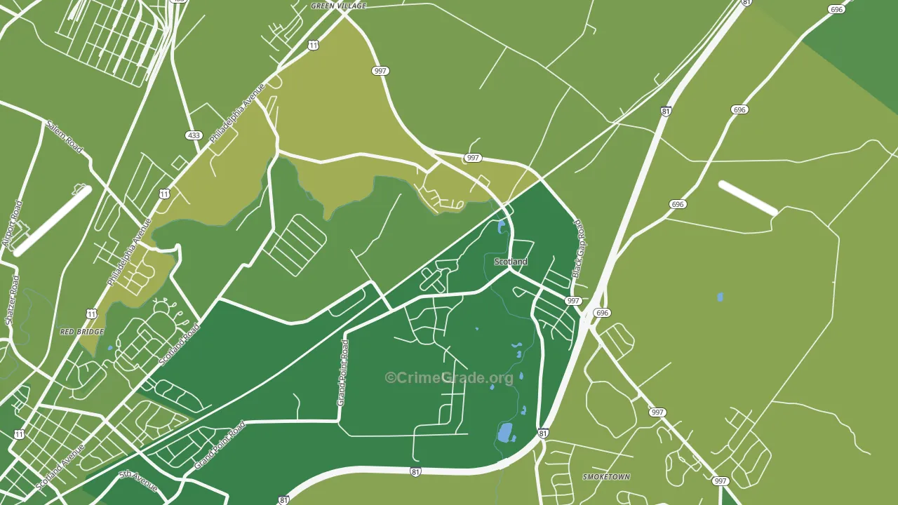 17254, PA Map of Vehicle Theft Rates