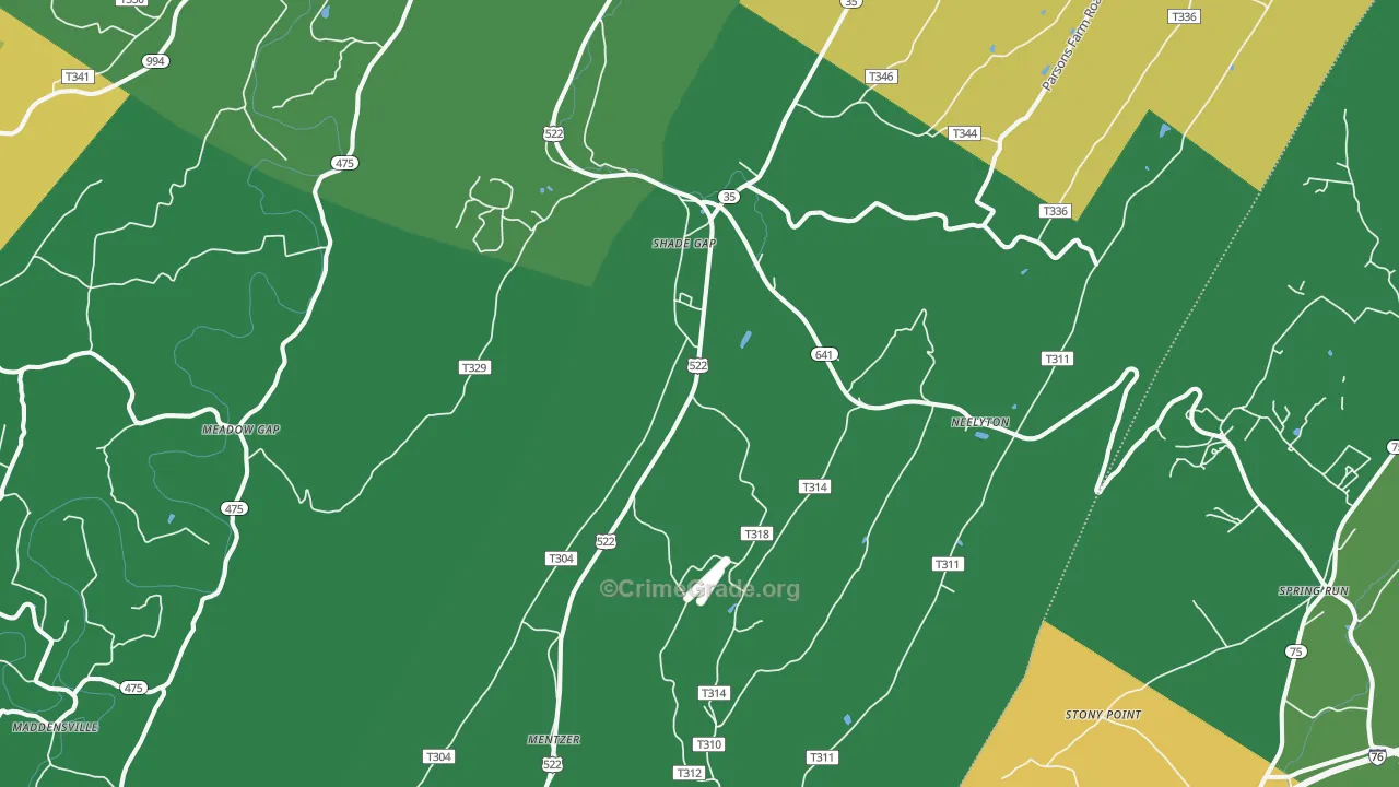 17255, PA Map of Vehicle Theft Rates