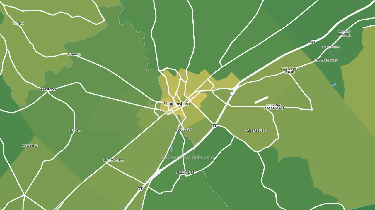17257, PA Map of Vehicle Theft Rates