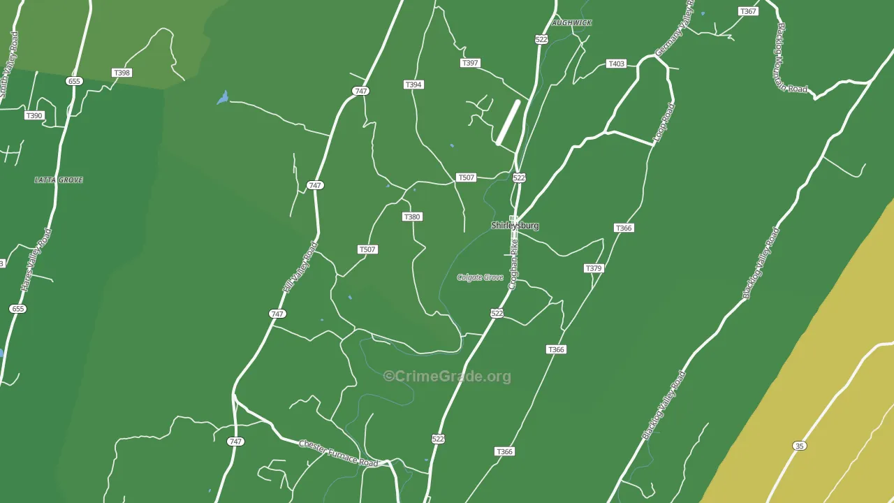 17260, PA Map of Vehicle Theft Rates