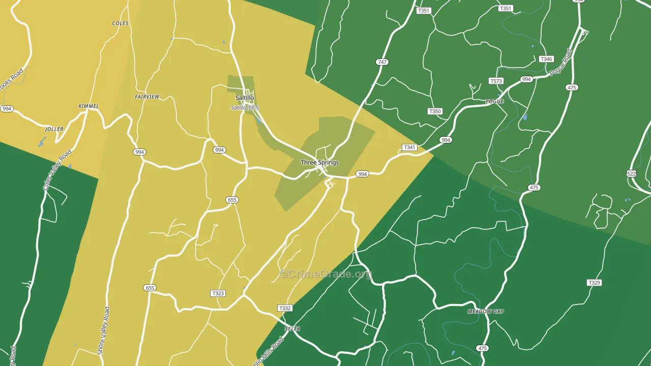 17264, PA Map of Vehicle Theft Rates