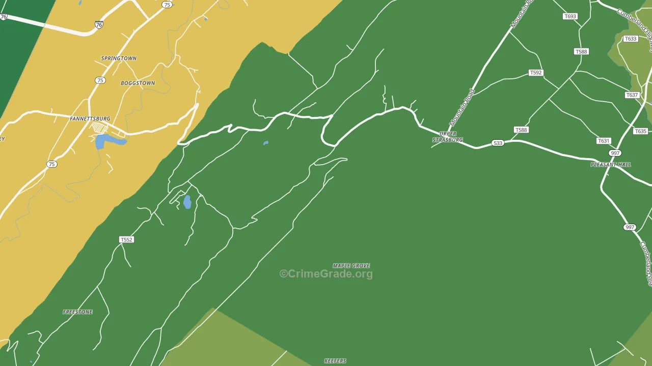17265, PA Map of Vehicle Theft Rates
