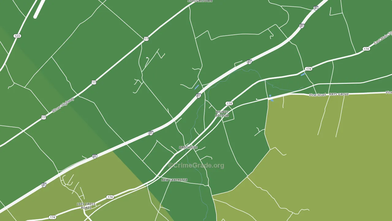 17266, PA Map of Vehicle Theft Rates