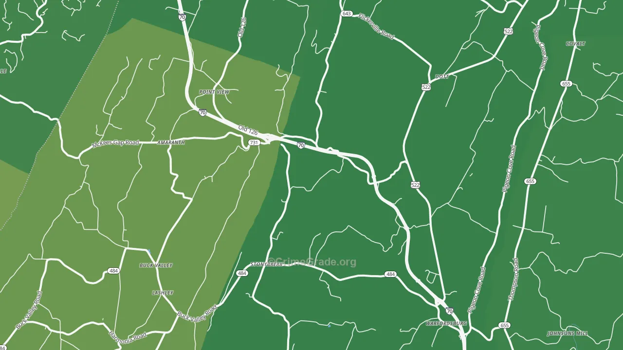 17267, PA Map of Vehicle Theft Rates