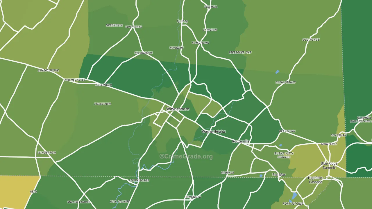 17268, PA Map of Vehicle Theft Rates
