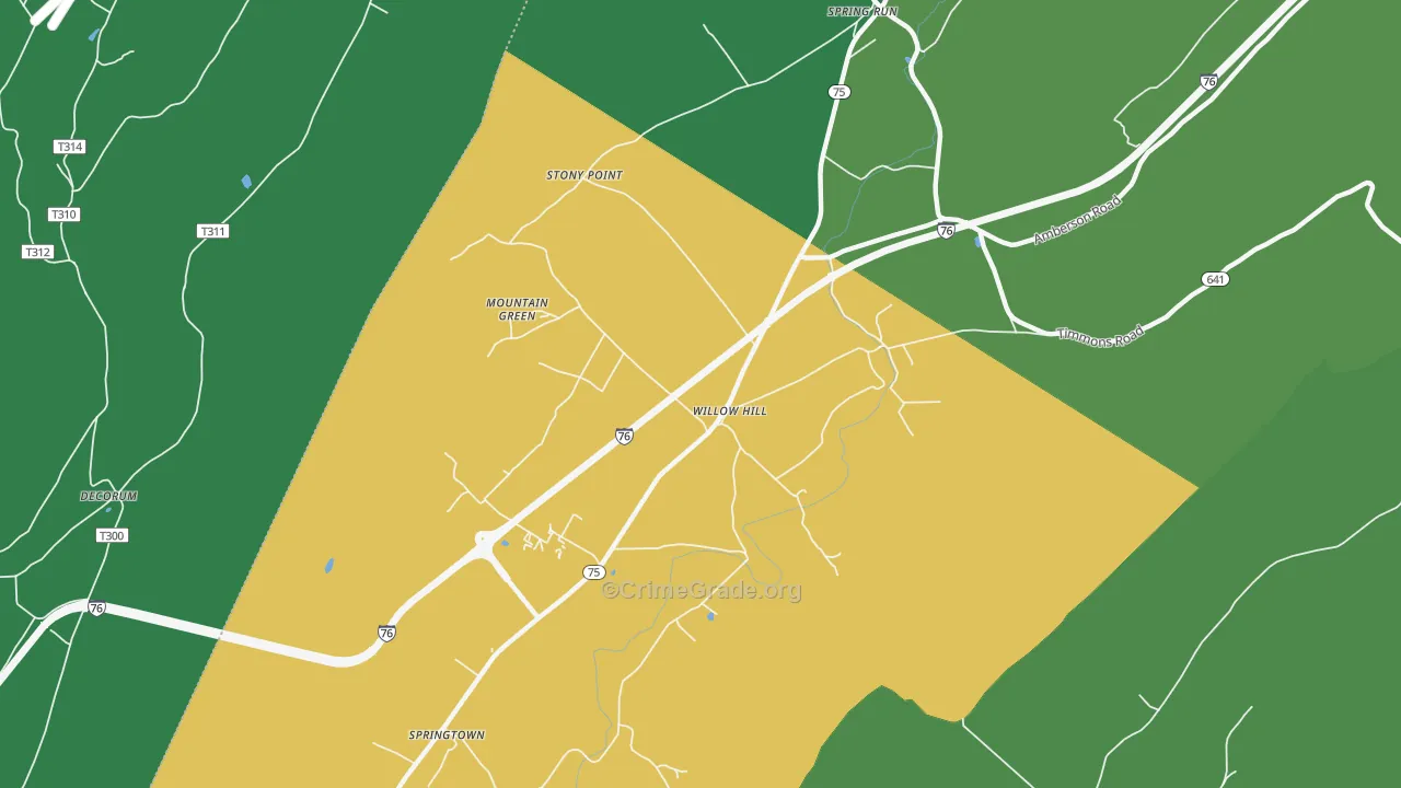 17271, PA Map of Vehicle Theft Rates