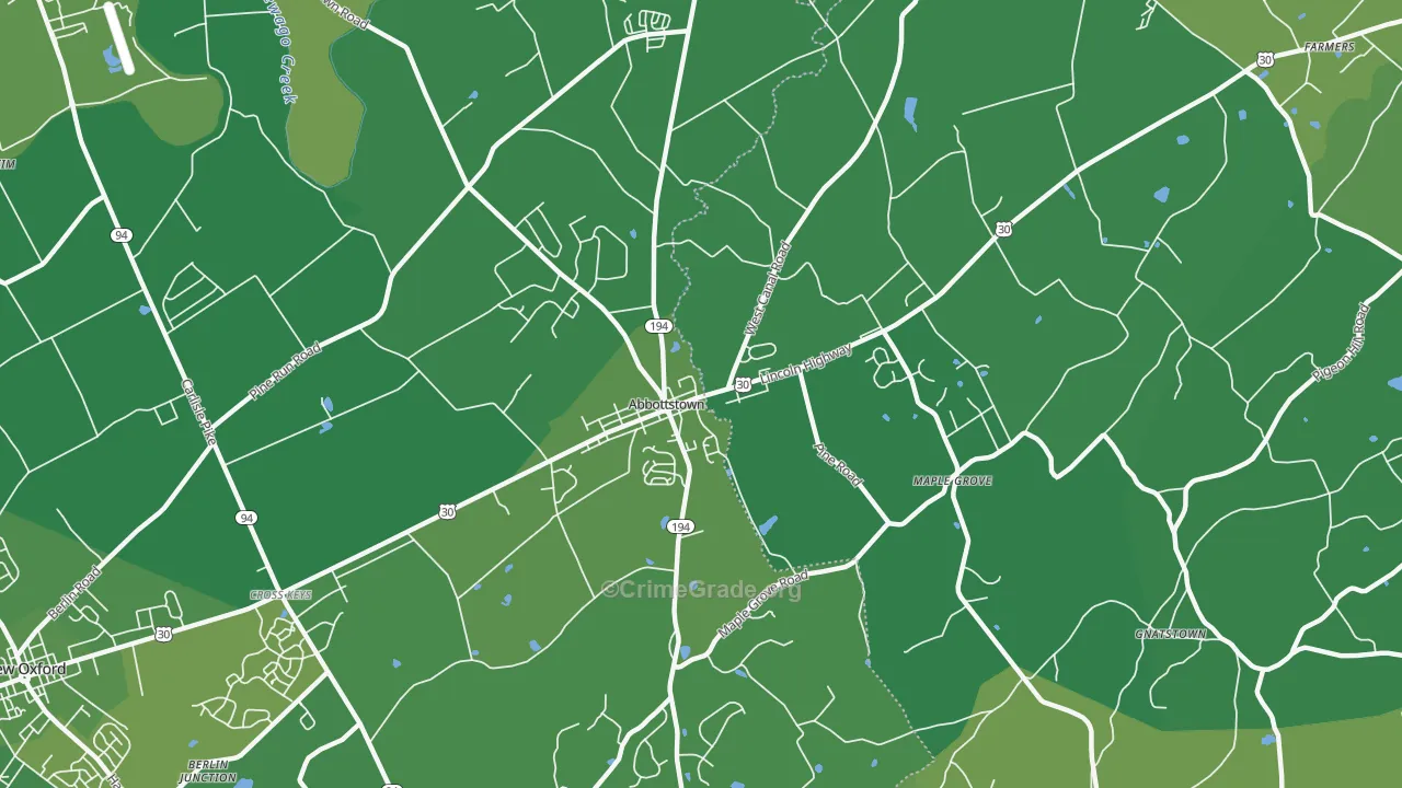 17301, PA Map of Vehicle Theft Rates