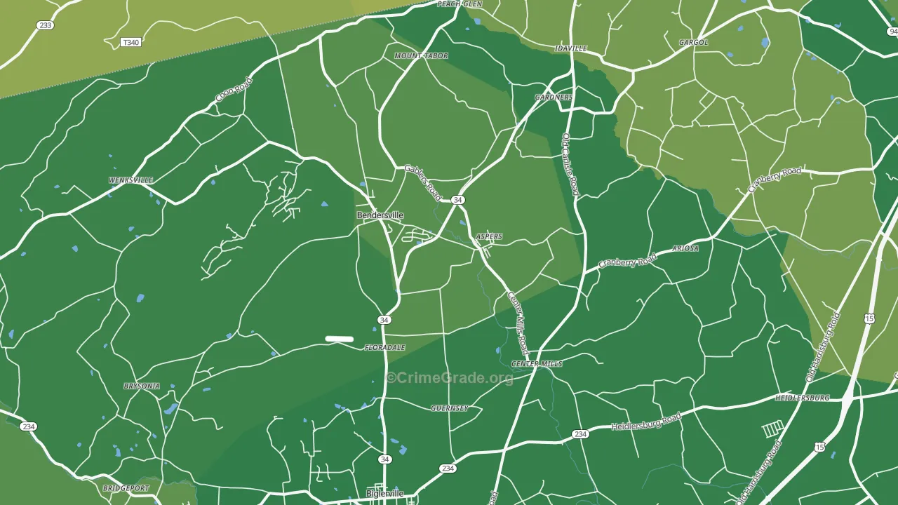 17304, PA Map of Vehicle Theft Rates