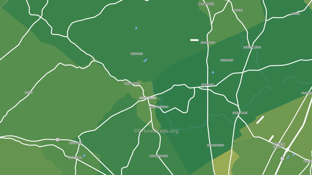 17307, PA Map of Vehicle Theft Rates