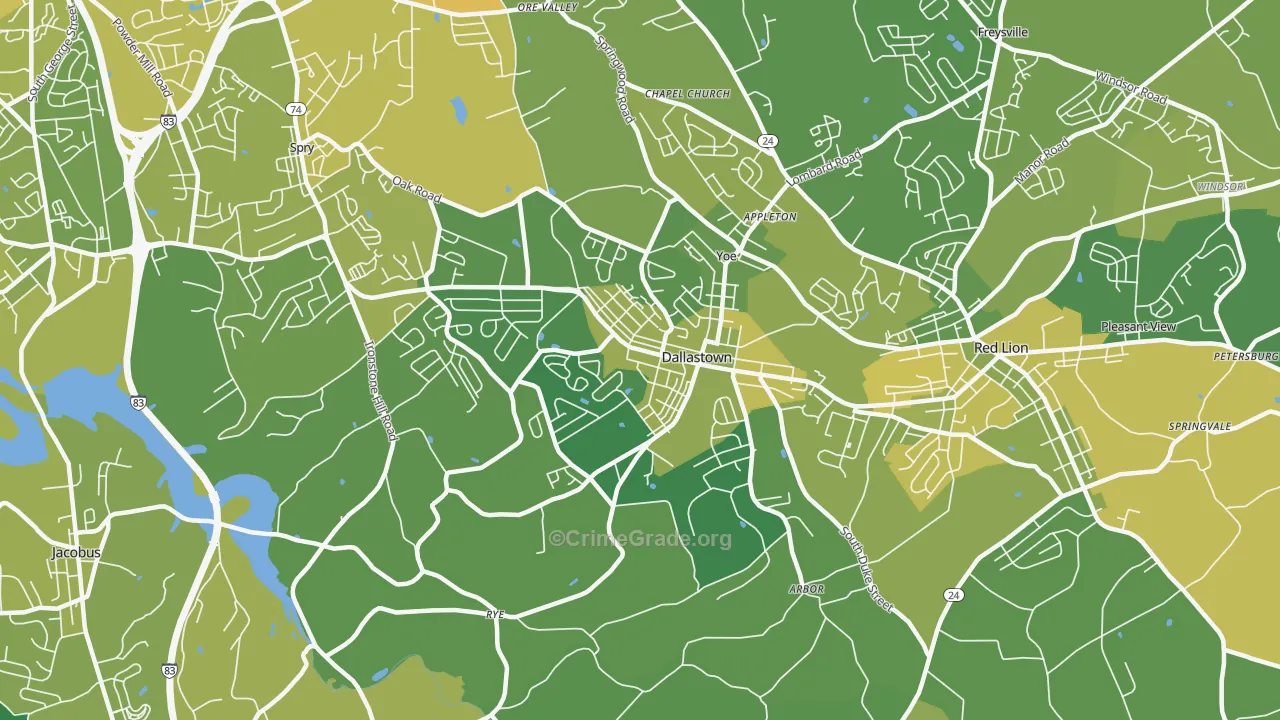 17313, PA Map of Vehicle Theft Rates