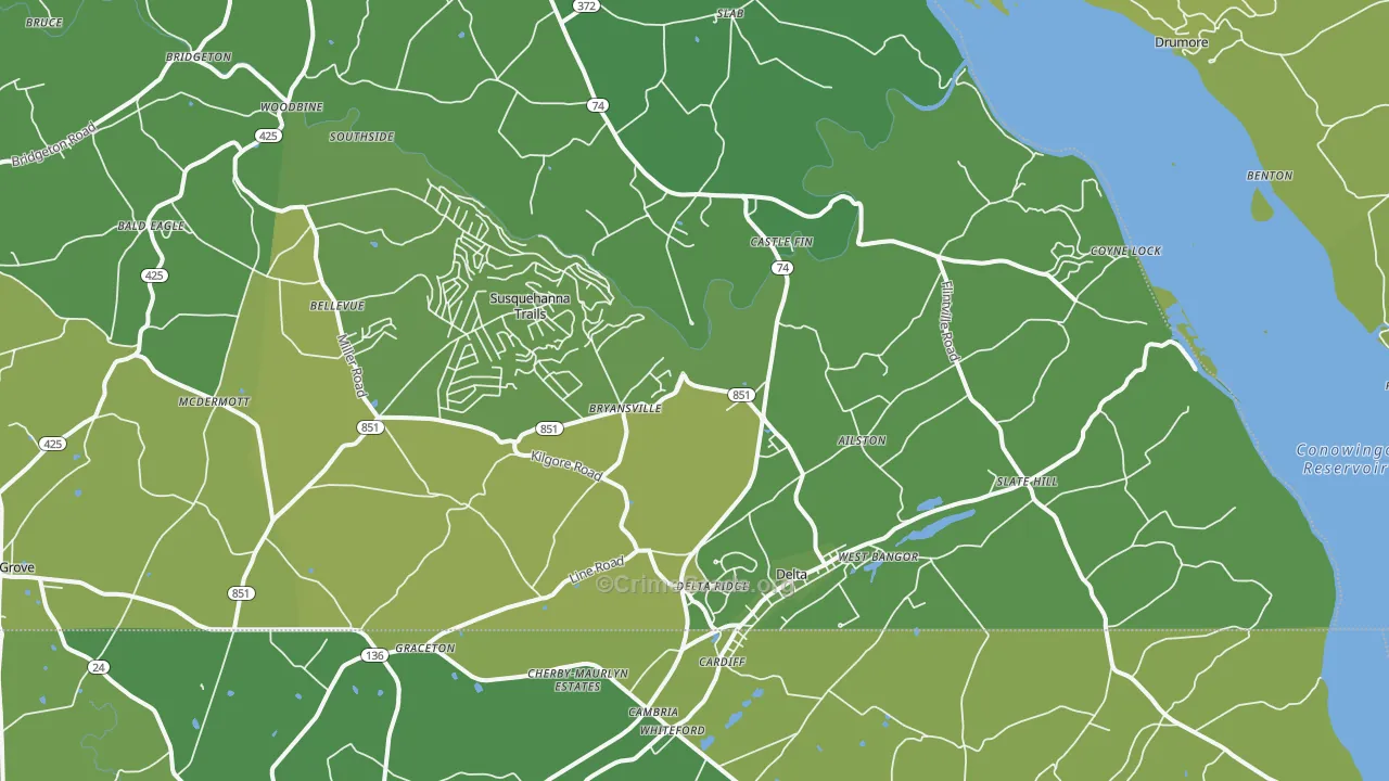 17314, PA Map of Vehicle Theft Rates