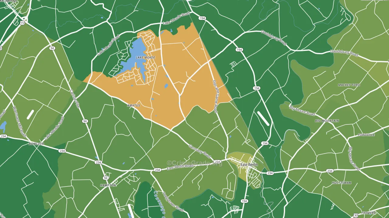 17316, PA Map of Vehicle Theft Rates