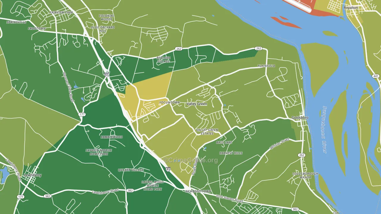 17319, PA Map of Vehicle Theft Rates