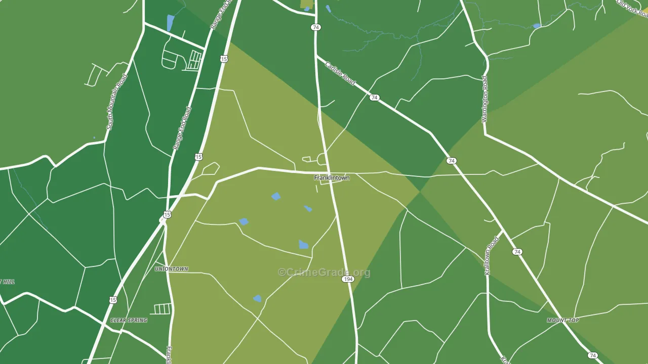 17323, PA Map of Vehicle Theft Rates
