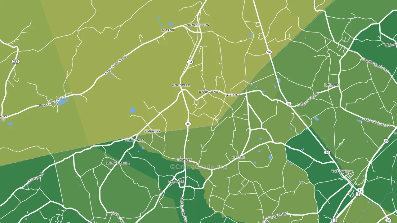 17324, PA Map of Vehicle Theft Rates