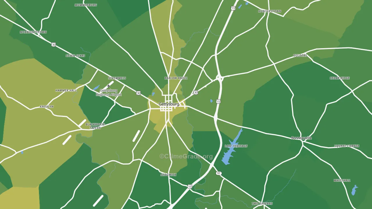 17325, PA Map of Vehicle Theft Rates