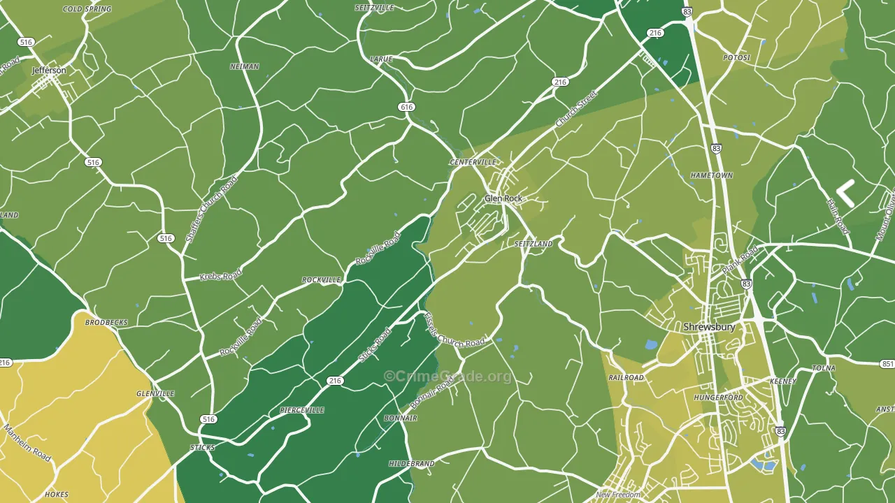 17327, PA Map of Vehicle Theft Rates
