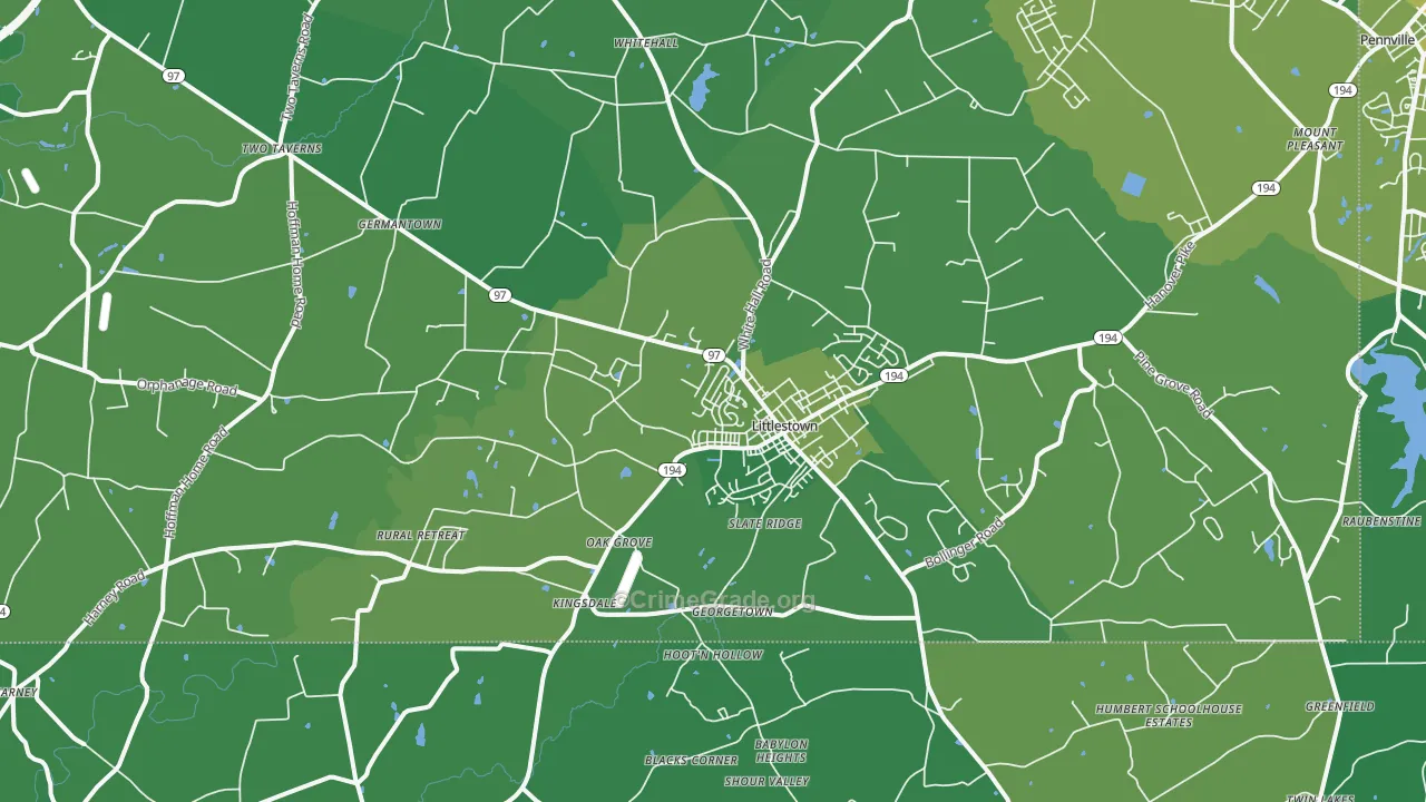 17340, PA Map of Vehicle Theft Rates