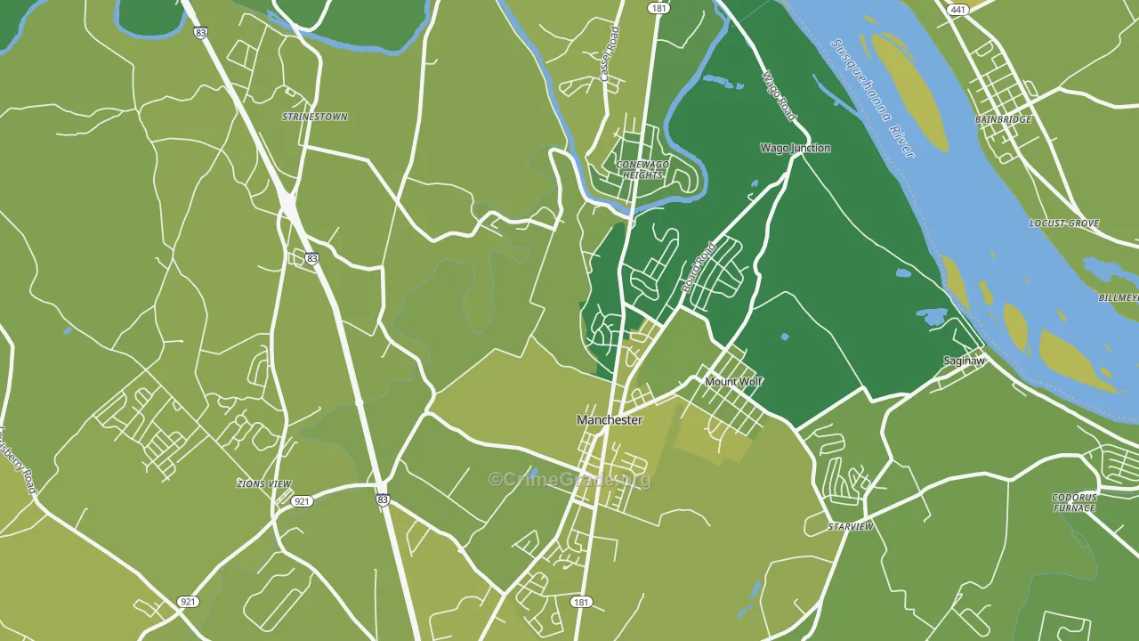 17345, PA Map of Vehicle Theft Rates