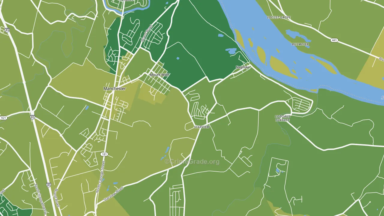 17347, PA Map of Vehicle Theft Rates