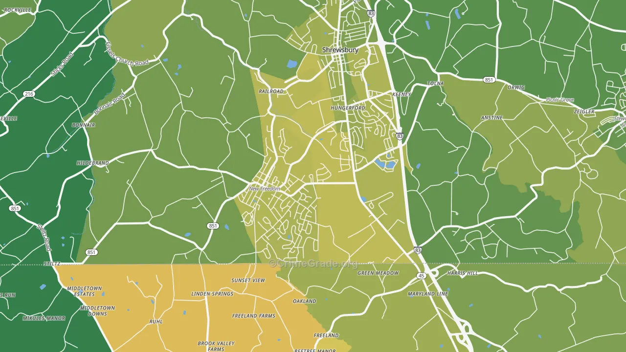 17349, PA Map of Vehicle Theft Rates
